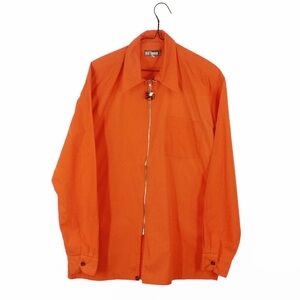 Rare Vintage Bill Tornade Paris Orange Zip Up Long Sleeve Shirt Top